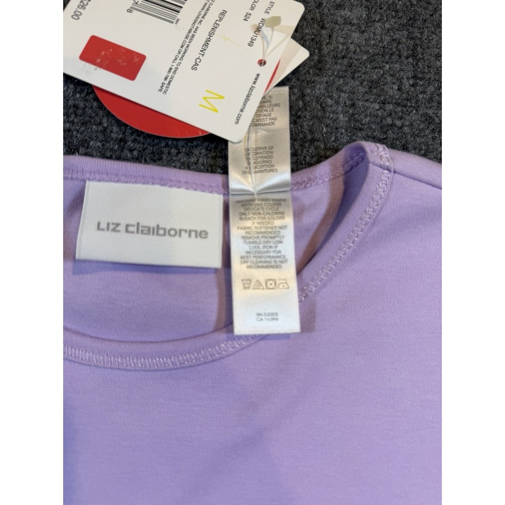 Liz Claiborne Lavender Cotton Short Sleeve T-Shirt Purple Y2K WDMU1349 Womens M - Picture 4 of 5